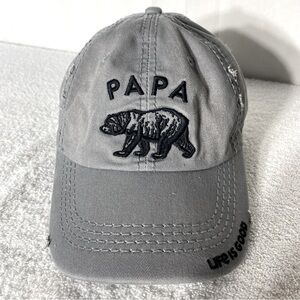 5/$25 Keep It Simple Distressed Gray Embroidered Papa Bear Cap Hat